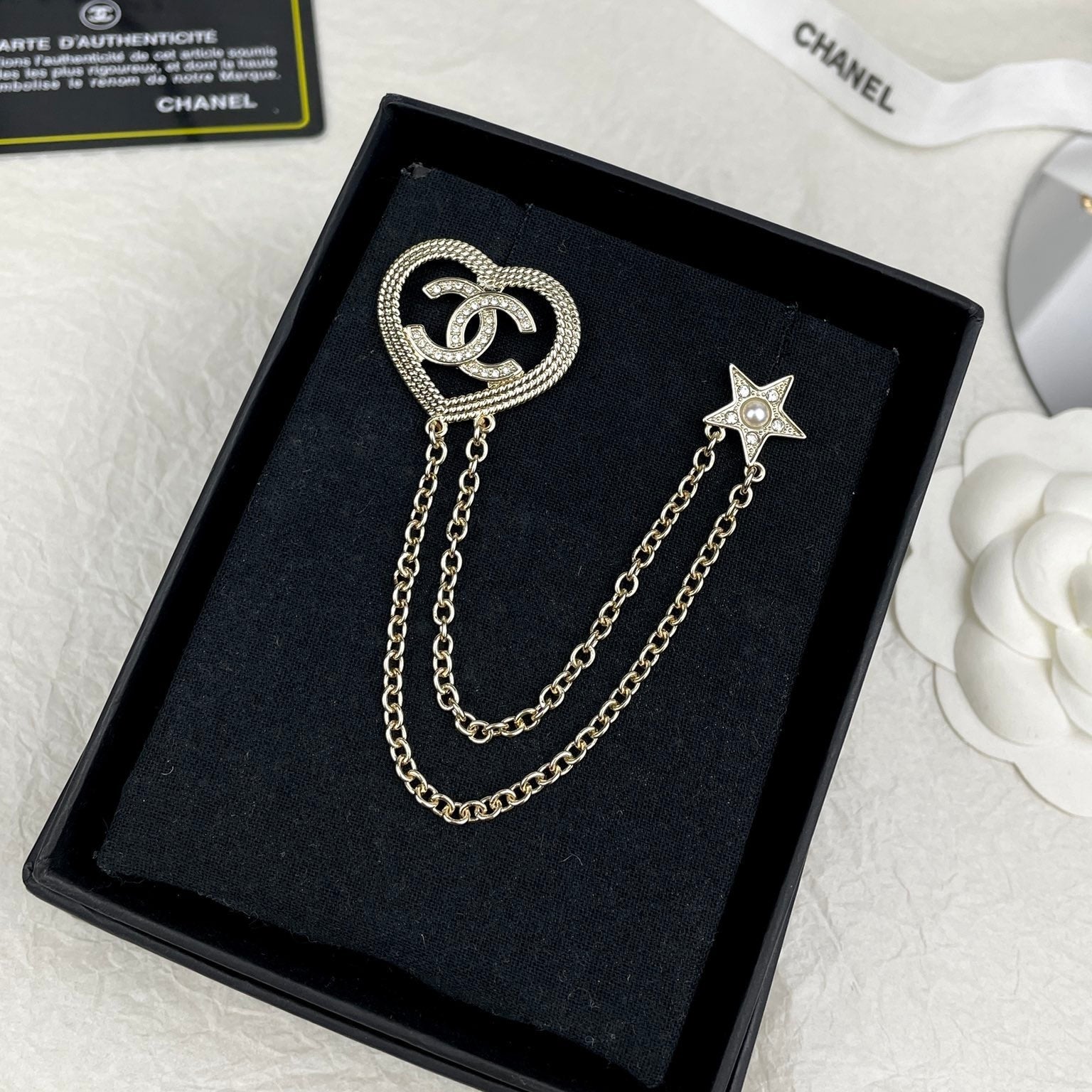 Chanel Heart Star Brooch