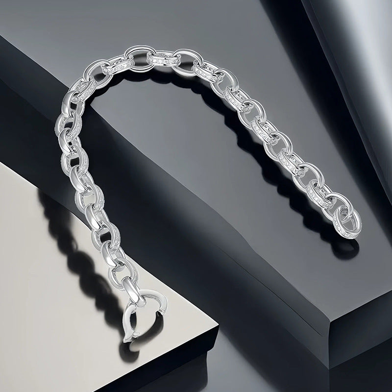 Stylish Full Moissanite Chain Link Bracelet