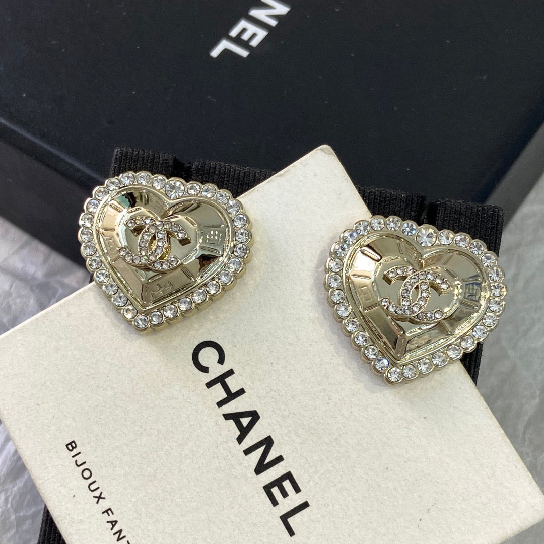 Chanel Gold Heart Earrings
