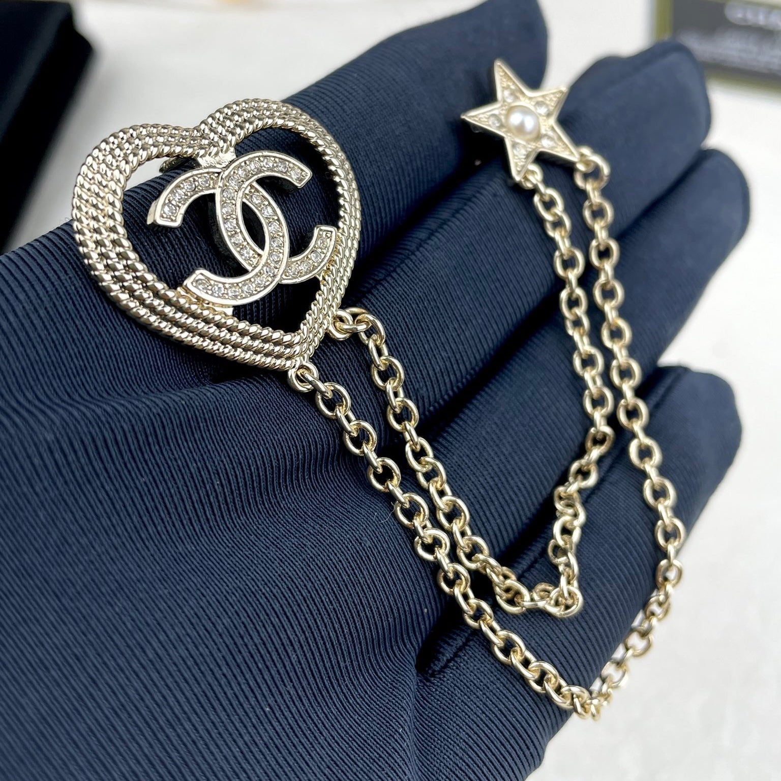 Chanel Heart Star Brooch