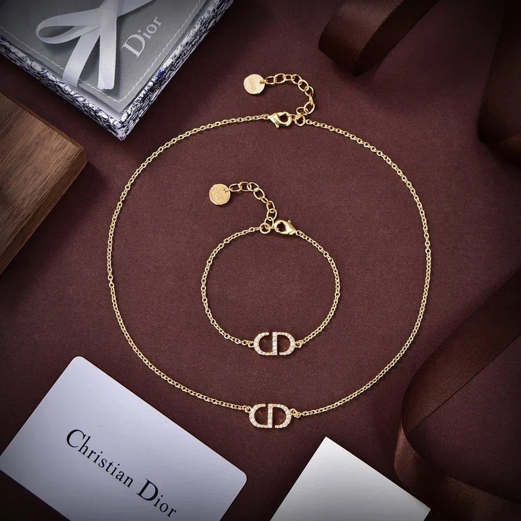Dior Simple Diamond Necklace Bracelet